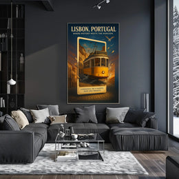 Lisbon Tram Vintage Artistic Cultural Heritage Poster