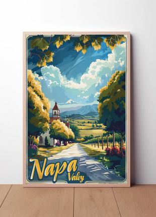 Napa Valley Vineyard Road California Travel Poster