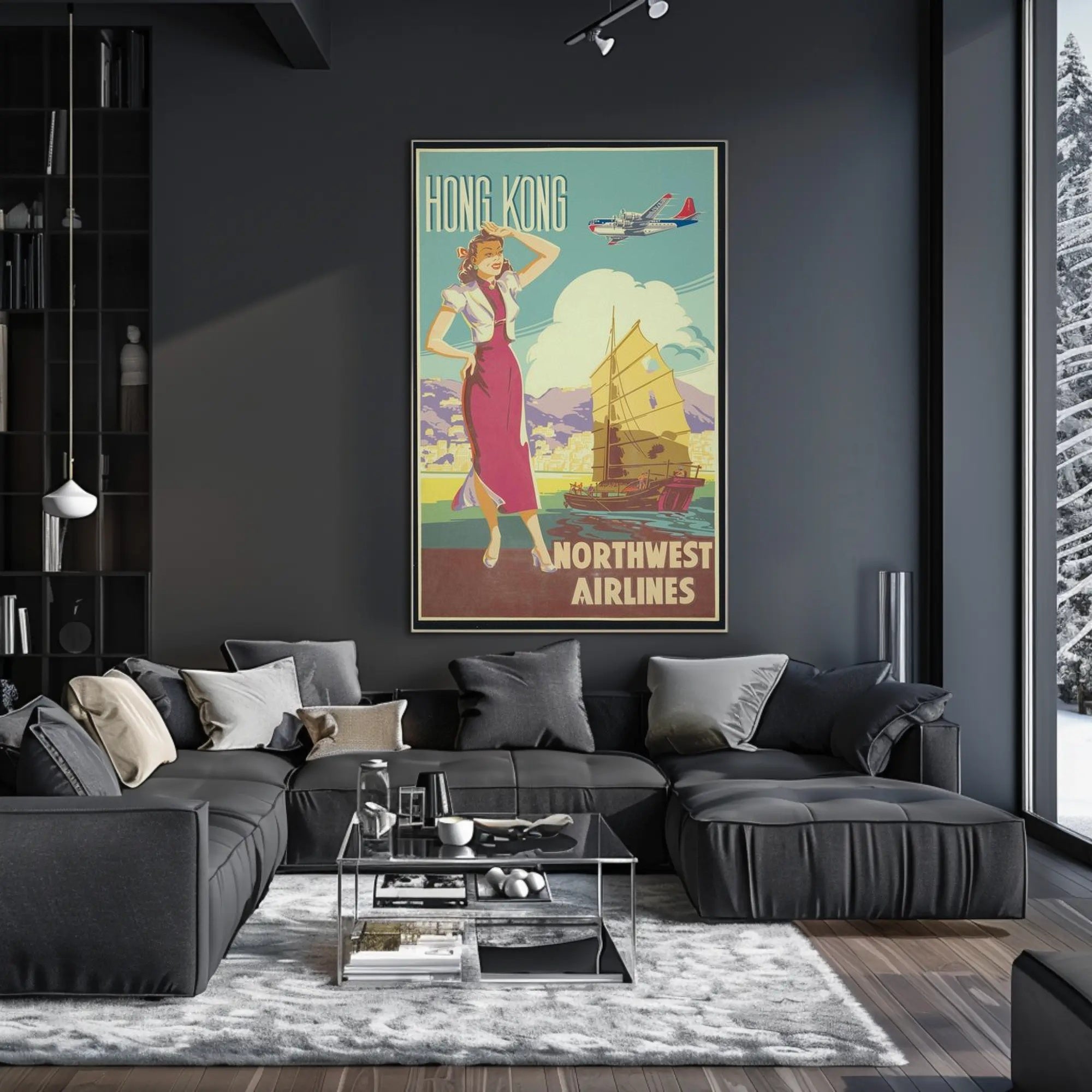 Northwest Airlines Hong Kong Travel Poster PosterGoat