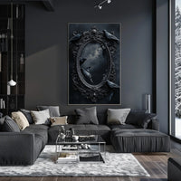Gothic Baroque Mirror with Ravens Artistic or Pop Culture Poster