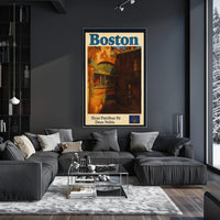 Boston Heritage Poster Vintage Travel Wall Art