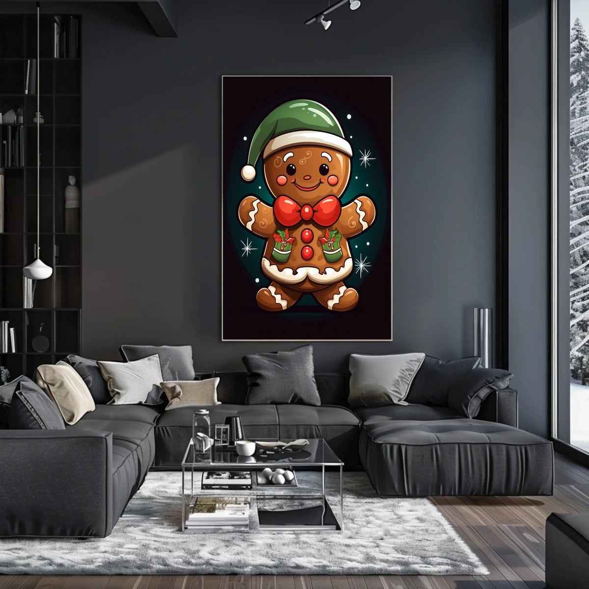 Cheerful Gingerbread Elf Holiday Poster for Christmas