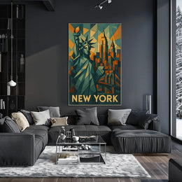 Cubist New York Poster Museum Quality Cityscape Office