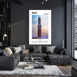 Sanaa's Historic Minaret: Cultural or Heritage Poster PosterGoat