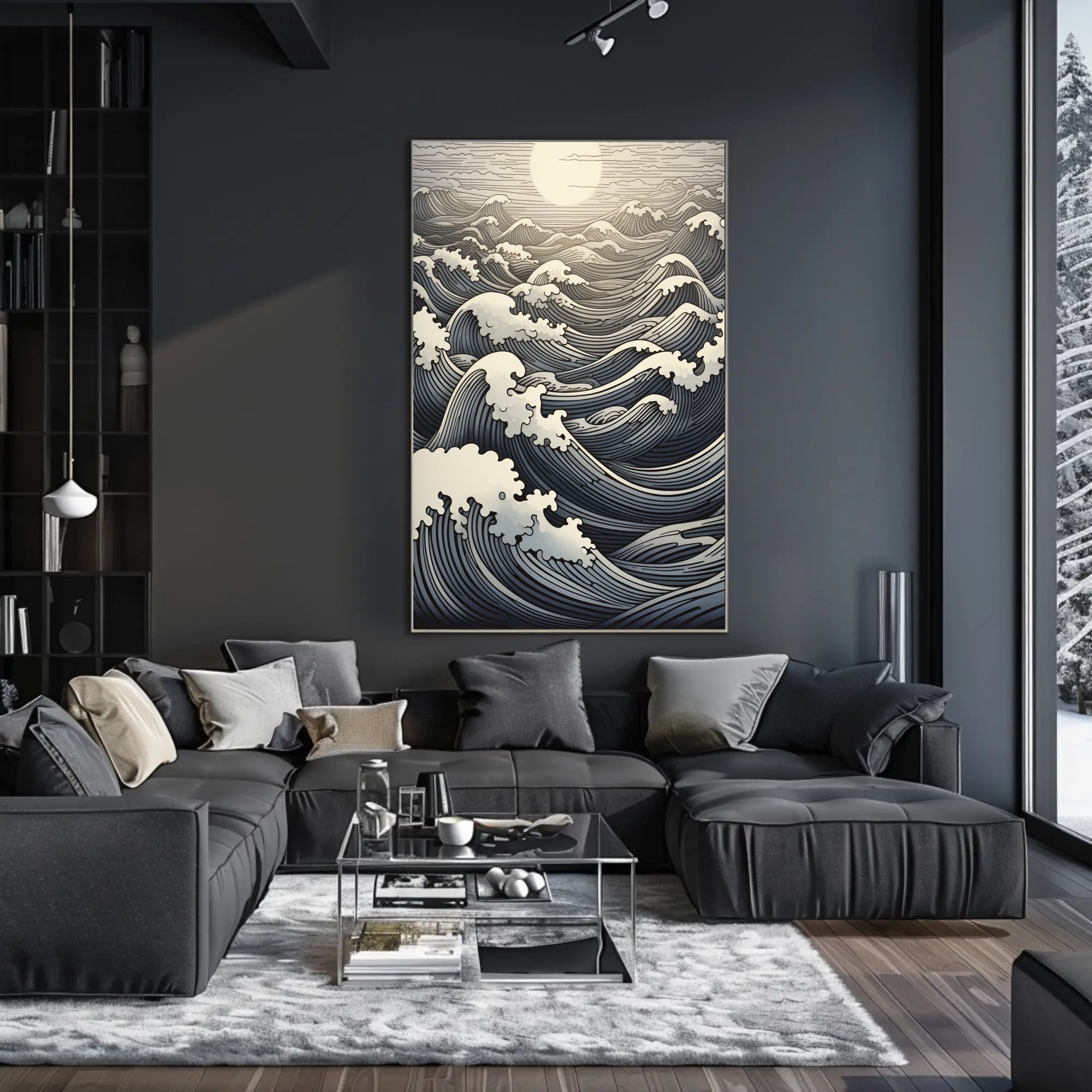 Ocean Waves At Sunset Poster PosterGoat
