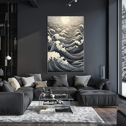 Ocean Waves At Sunset Poster PosterGoat