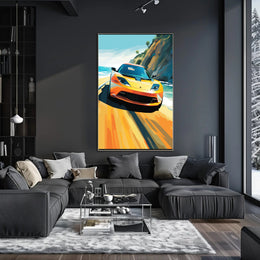 Speed and Freedom on Coastal Road Sports Poster
