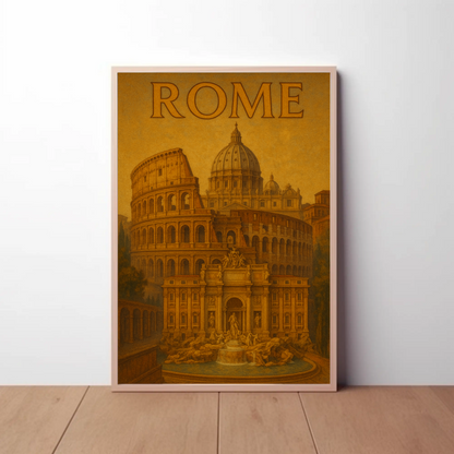 Rome Vatican Trevi Colosseum Travel Poster