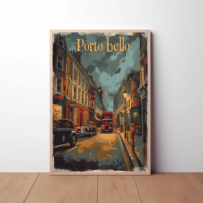 Portobello Road London Vintage Street Travel Poster