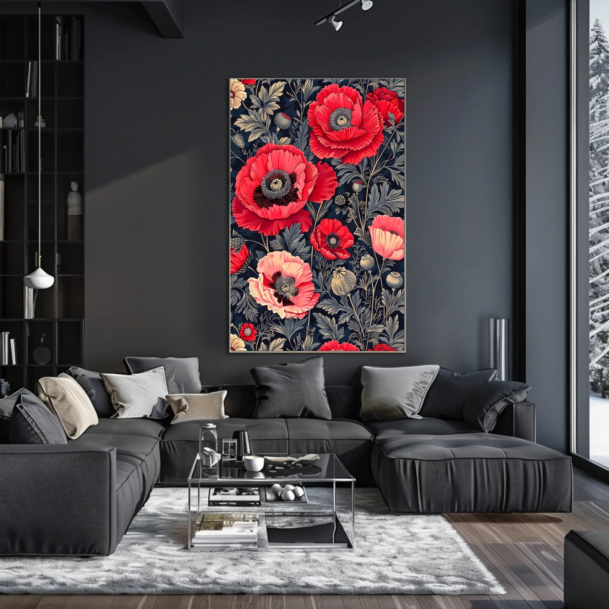 Elegant Red Poppies Artwork, Abstract or Artistic Poster