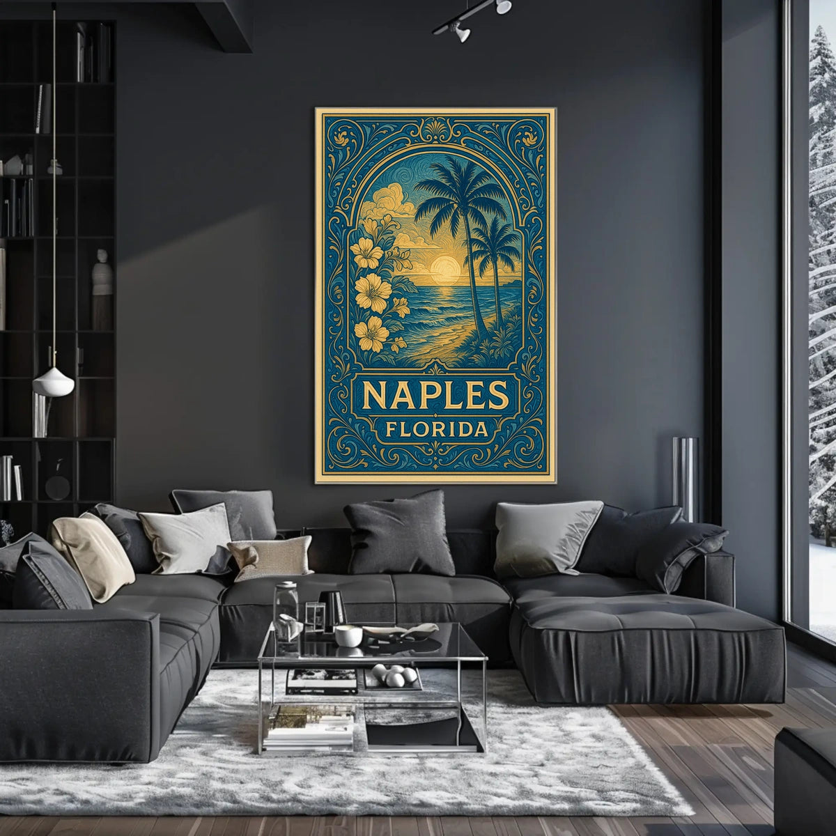 Naples Florida Vintage Travel Poster Coastal Charm Decor