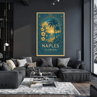 Naples Florida Vintage Travel Poster Coastal Charm Decor