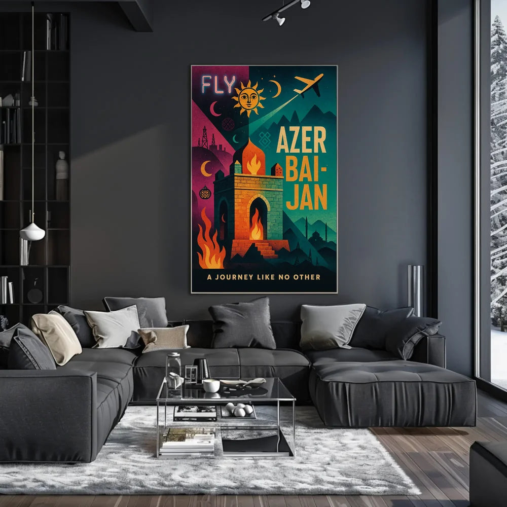 Azerbaijan Travel Adventure Vintage Mystical Landmarks Travel Poster PosterGoat
