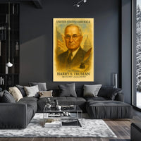 Harry S. Truman 33rd President of the United States Vintage Watercolor Poster