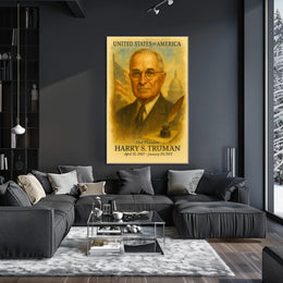 Harry S. Truman 33rd President of the United States Vintage Watercolor Poster