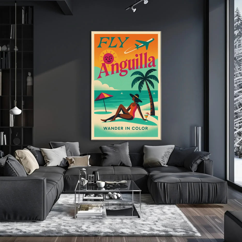 Anguilla Vintage Travel Art Tropical Beach Paradise Travel Poster PosterGoat