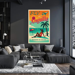 Anguilla Vintage Travel Art Tropical Beach Paradise Travel Poster PosterGoat