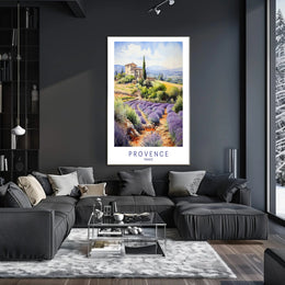 Provence Countryside Watercolor Art for Idyllic Landscape Poster PosterGoat
