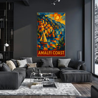 Amalfi Coast Vibrant Mosaic Poster Coastal Wall Art
