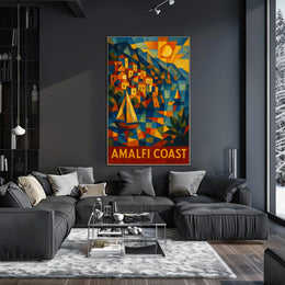 Amalfi Coast Vibrant Mosaic Poster Coastal Wall Art