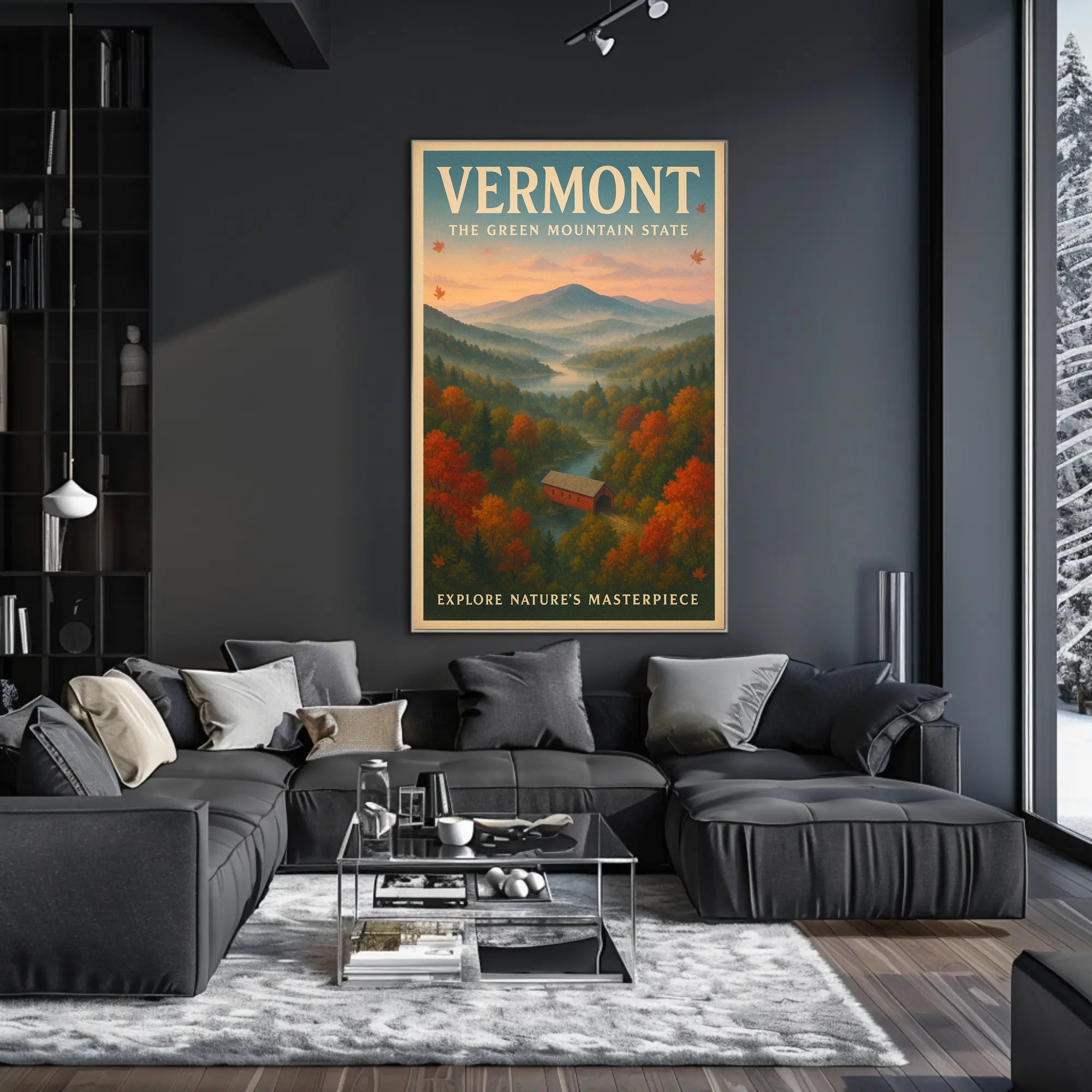 Vermont Scenic Poster Vintage Travel Wall Art