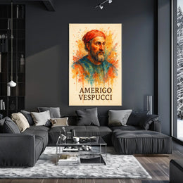 Amerigo Vespucci Watercolor Portrait Poster Art