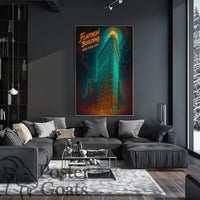 Flatiron Building New York: Surreal Neon Urban Cityscape Poster