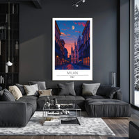 Milan Cathedral Twilight Cityscape Poster