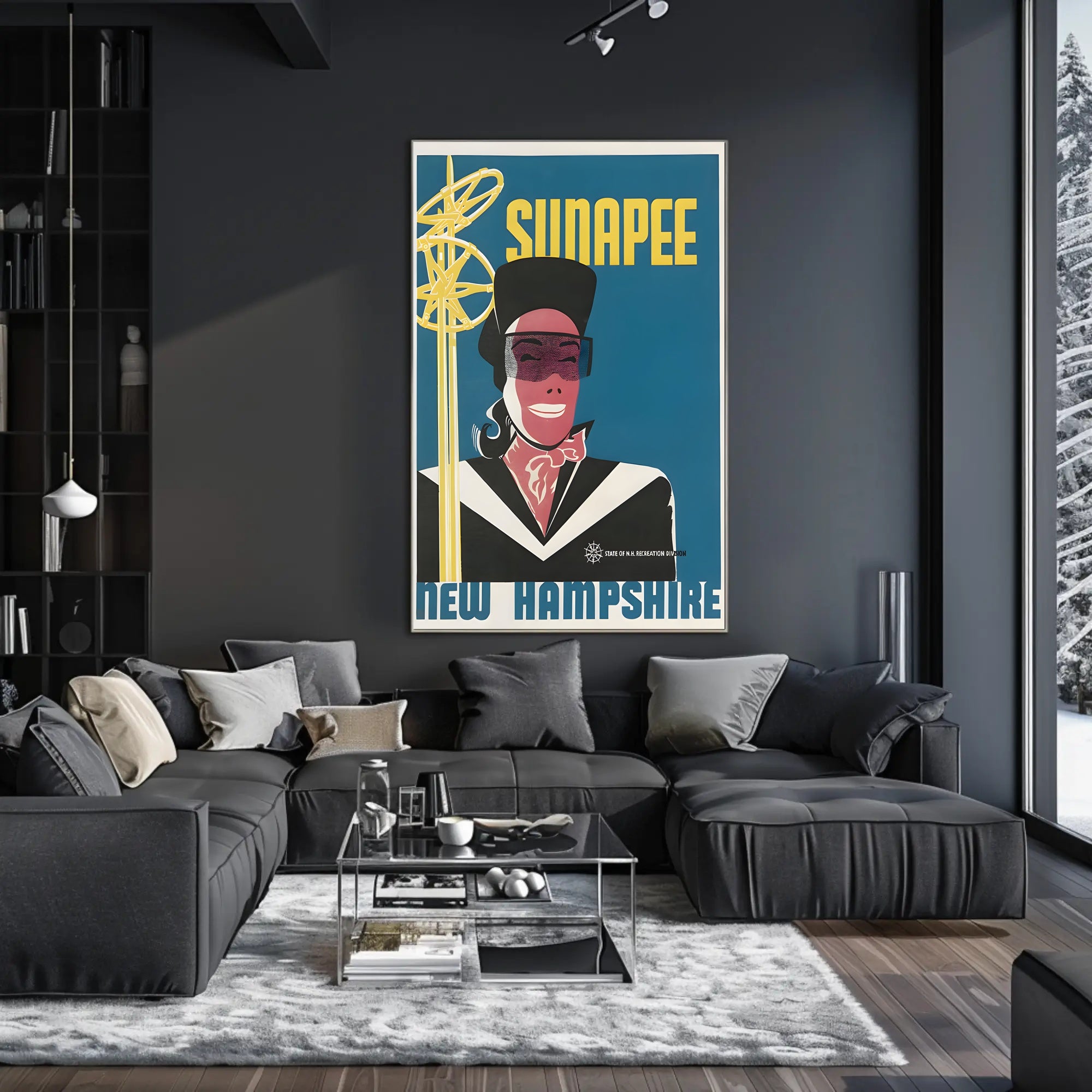 Vintage Sunapee Skiing Travel Poster PosterGoat