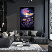 Dreamy Landscape Poster: Moonlit Path at Dusk