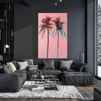 Palm Trees Poster Tropical Pink Minimalist Wall Art
