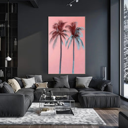Palm Trees Poster Tropical Pink Minimalist Wall Art