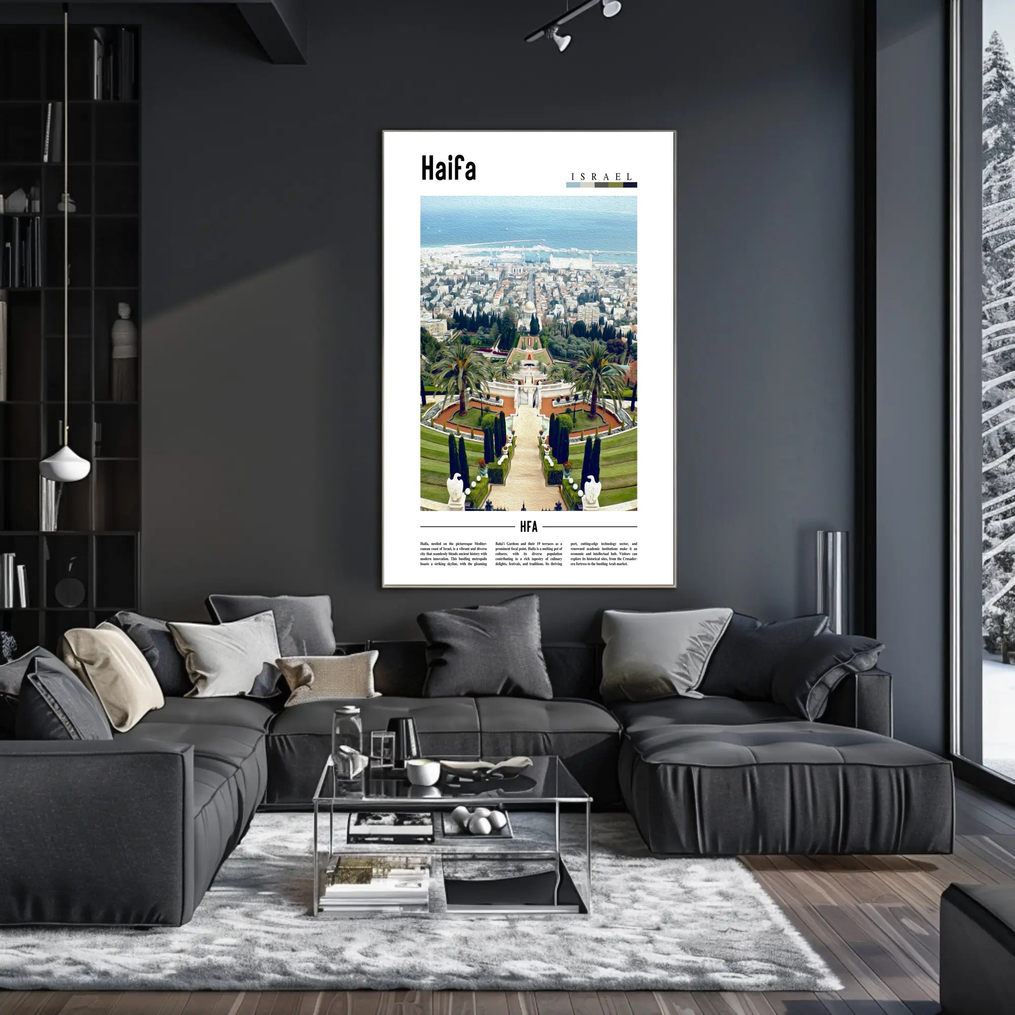 Haifa Skyline with Bahá'í Gardens Urban or Cityscape Poster PosterGoat