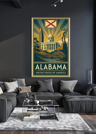 Alabama Heritage Landmarks Art Deco Travel Poster