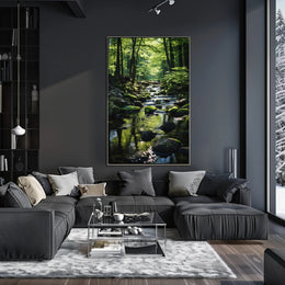 Tranquil Stream Through Lush Temperate Forest National Park Poster