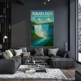 Niagara Falls Wonder Vintage Travel Poster