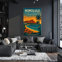 Honolulu Aloha Spirit Vintage Travel Poster Art