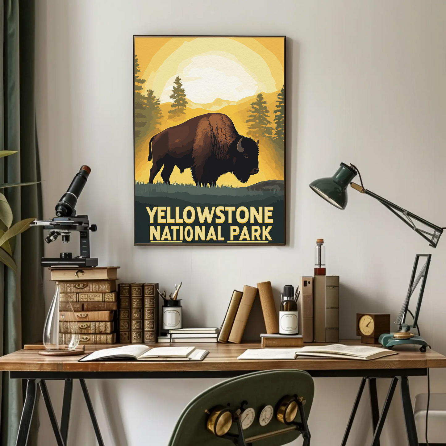 Yellowstone National Park Bison Vintage Poster