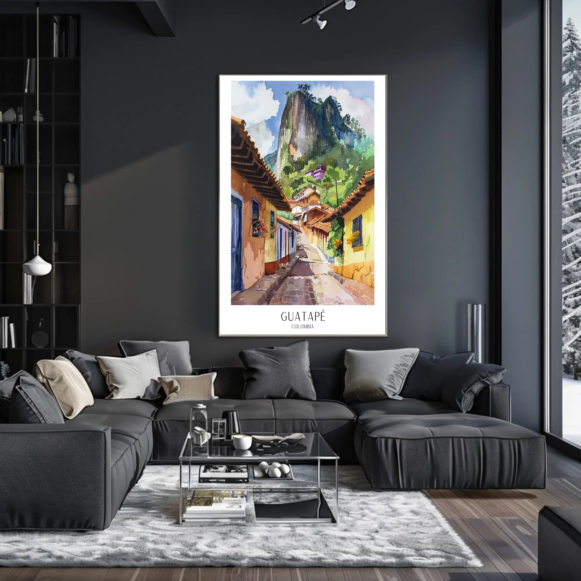 Guatapé Village Watercolor Travel Poster PosterGoat