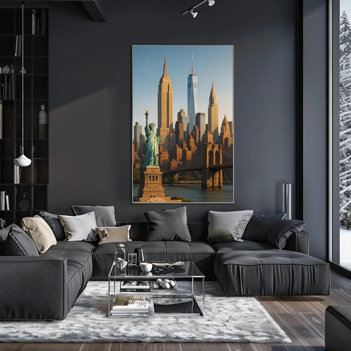 New York City Landmarks Skyline Poster Modern Wall Art