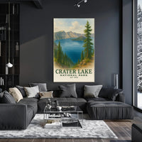 Crater Lake Scenic Travel Poster Vintage Wall Art