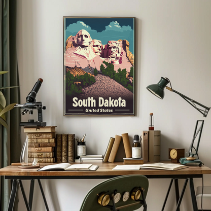 Mount Rushmore United States South Dakota Vintage Travel Poster