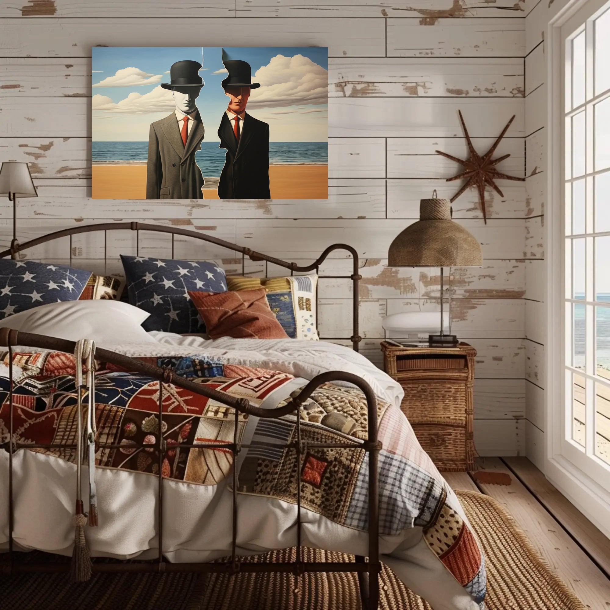 Duality in Suits: Surreal Artistic Poster
