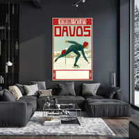Vintage Davos Ice Skating Event Sports Poster PosterGoat