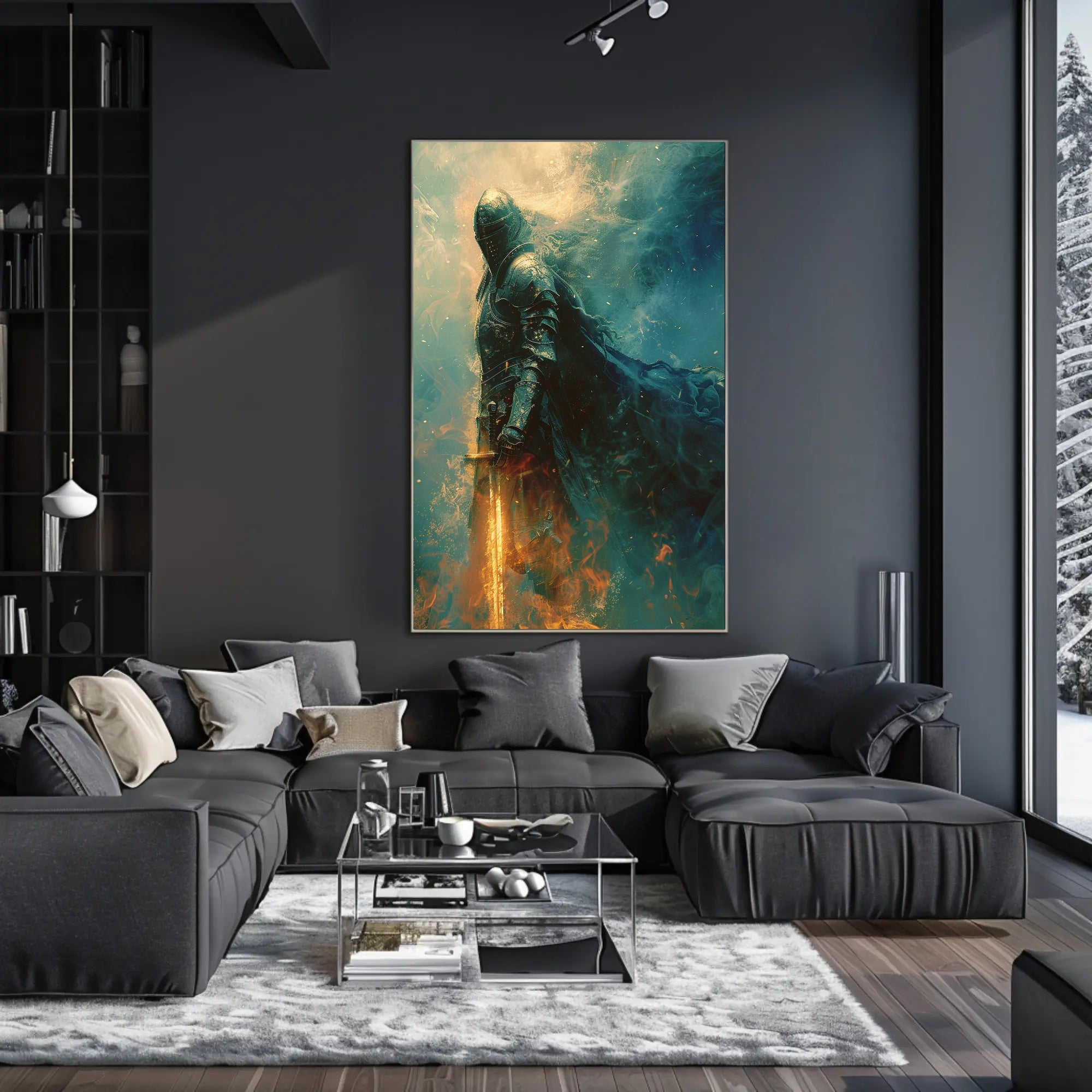 Medieval Knight with Glowing Sword Fantasy or Mythology Poster PosterGoat
