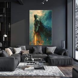 Medieval Knight with Glowing Sword Fantasy or Mythology Poster PosterGoat