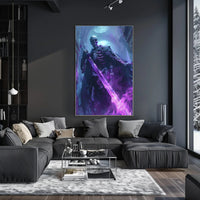 Skeletal Reaper Wields Glowing Sword in Fantasy Mythology Poster PosterGoat