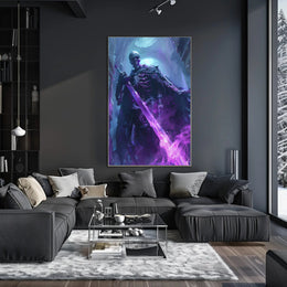 Skeletal Reaper Wields Glowing Sword in Fantasy Mythology Poster PosterGoat