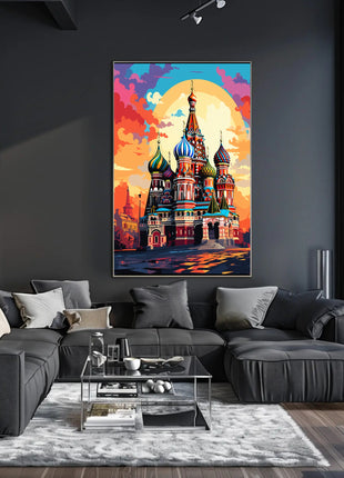 Vibrant Russian Landmark Illustration Cultural or Heritage Poster