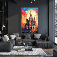 Vibrant Russian Landmark Illustration Cultural or Heritage Poster